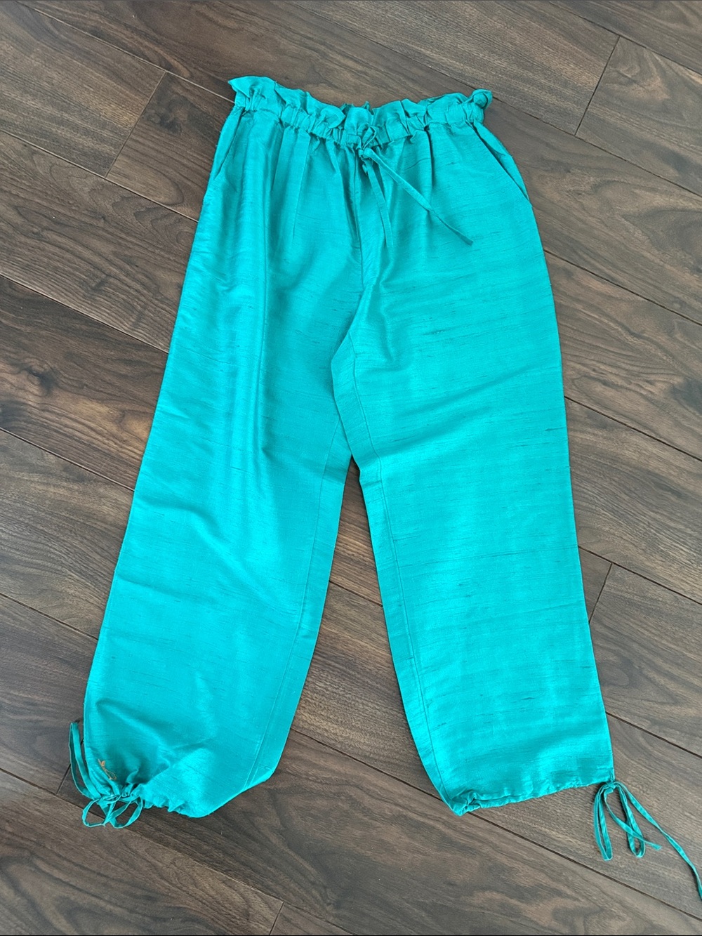Coniglio Palm Beach CPB Teal turquoise silk pants
